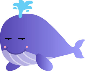 cute whale cartoon, sea animal