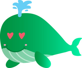 cute whale cartoon, sea animal