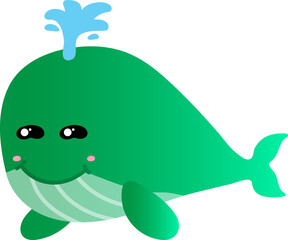 cute whale cartoon, sea animal