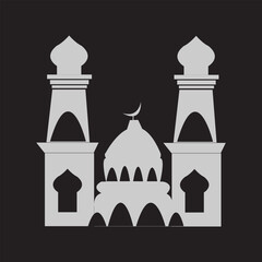 magnificent and beautiful mosque silhouette illustration