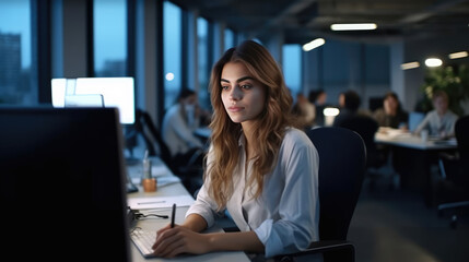Young Woman in Action at Her Workplace