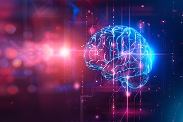 Obraz premium Brain-connected server artificial intelligence. Edge computing image background.