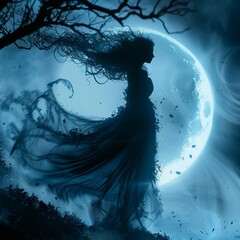 A mystical dream companion, luminescent, revealing paths to untold triumphs, heartening sleepers Realistic image, moonlight silhouette lighting, Motion Blur