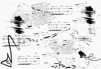 Abstract seamless pattern with chaotic layering of newspaper text, illustrations, headlines on a light backdrop. Creative vector background in grunge style. Wallpaper, wrapping paper or fabric design