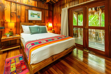Luxury treehouse resort offering secluded accommodations and eco-friendly amenities in natural settings. - obrazy, fototapety, plakaty