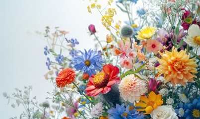 Modern floral arrangement on white background generated AI