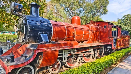 Fotobehang Inoperative old steam Indian Rail Engine © mds0