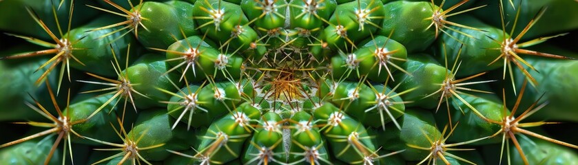 The surface of a cactus capturing the symmetry of its spines and the texture of its skin