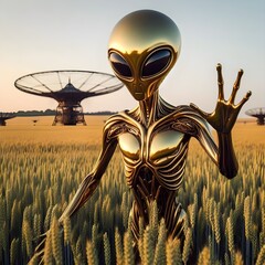 Alien made of gold.
 - obrazy, fototapety, plakaty