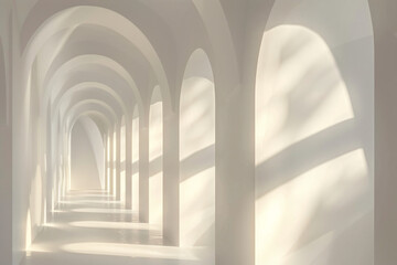 a long hallway with arches and windows - Powered by Adobe