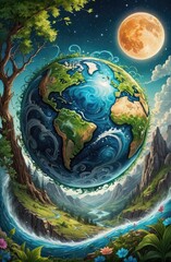 Obraz na płótnie Canvas Love Earth theme (Earth day) with Generative AI.