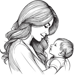 Mom and baby vector, mother’s day vector, mom and child vector