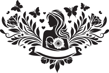 mom and baby vector silhouettes