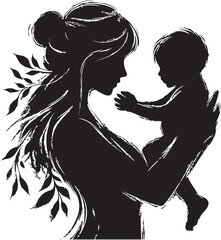 mom and baby vector silhouettes