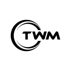 TWM letter logo design with white background in illustrator, cube logo, vector logo, modern alphabet font overlap style. calligraphy designs for logo, Poster, Invitation, etc.