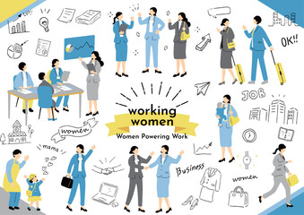 働く女性　ビジネスシーン素材集 - obrazy, fototapety, plakaty
