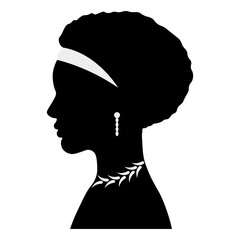 Woman Black History Month Silhouette. Isolated on White Background.