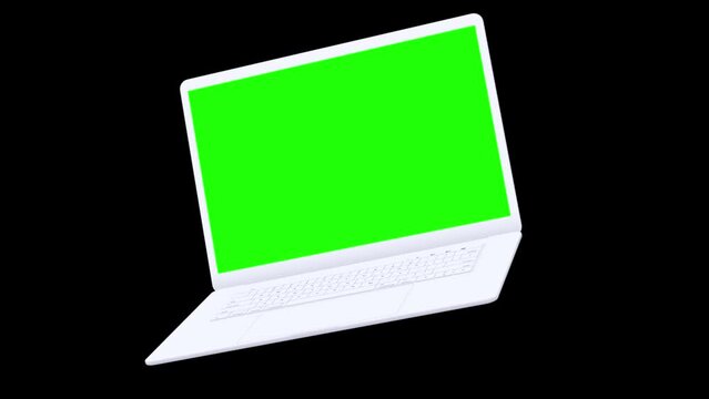 Laptop Mockup Series with blank green screen, isolated on Black background. HD animation for app Prentation and commercials