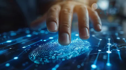 Foto op Plexiglas Fingerprint scan provides security access with biometrics identification. © Viewvie