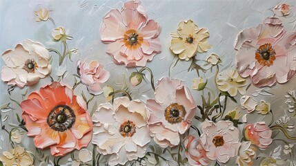 flowers white pink petals princess dead poppies clones oil glazing beautifully painted tight wrinkled closeup fractured manuka anemones