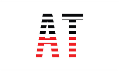 AT three initial letter iconic line negative space minimal logo design vector template. monogram, abstract, wordmark, business, typography, minimalist, brand, company, flat, modern, unique, simple