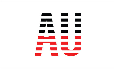 AU three initial letter iconic line negative space minimal logo design vector template. monogram, abstract, wordmark, business, typography, minimalist, brand, company, flat, modern, unique, simple