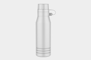 Matte Sport Bottle Mockup Isolated On White Background. 3d illustration