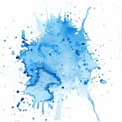 Cool-toned blue watercolor splash on white, perfect for serene and tranquil art designs.