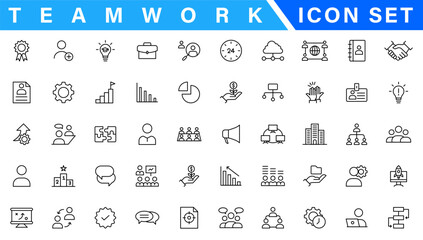 Business people line icons set. Businessman outline icons collection. Teamwork, human resources, meeting, partnership, meeting, work group, success, resume - stock vecto