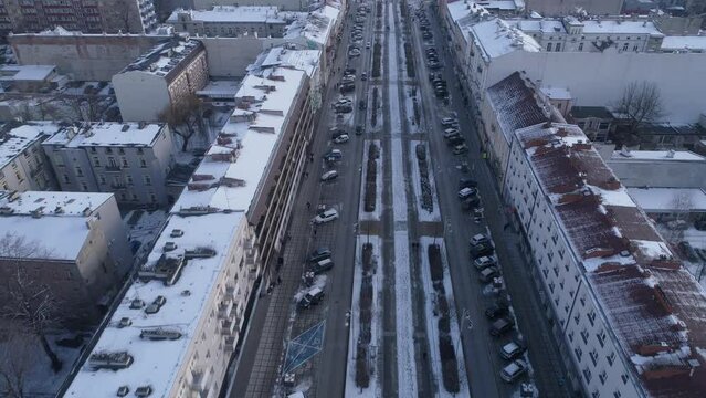 Beautiful Avenue Downtown Czestochowa Aerial View Poland