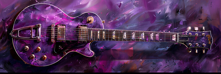 Purple Electric Guitar on Abstract Background, Musical Instrument Close Up, Music and Creativity Concept, Generative AI

 - obrazy, fototapety, plakaty