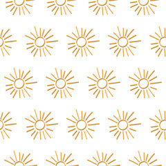 Vector seamless pattern with suns. Summer template for print, packaging, textile, wallpaper, children's design, cover