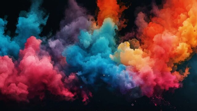abstract splash  dark background. Fantasy sky with colorful smokes. Seamless and infinity looping video animation background. Live wallpaper or screen saver video 