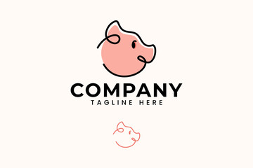 big pig abstract logo design for animal food farm restaurant company business