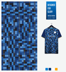 Fabric textile pattern design for soccer jersey, football kit, sport t-shirt mockup for football club. Uniform front view. Geometric pattern for sport background. Fabric pattern. Vector Illustration - obrazy, fototapety, plakaty