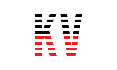 KV three initial letter iconic line negative space minimal logo design vector template. monogram, abstract, wordmark, business, typography, minimalist, brand, company, flat, modern, unique, simple