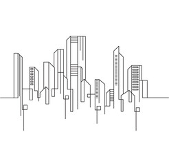 City building line art icon design vector illustration