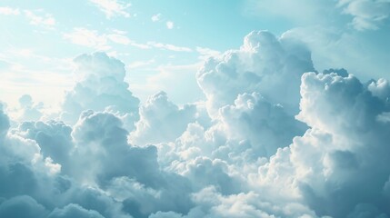 Fototapeta premium Ethereal sky with fluffy clouds, creating a dreamy and expansive background evoking openness and tranquility