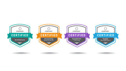 Set of company training badge certificate vector illustration  - obrazy, fototapety, plakaty