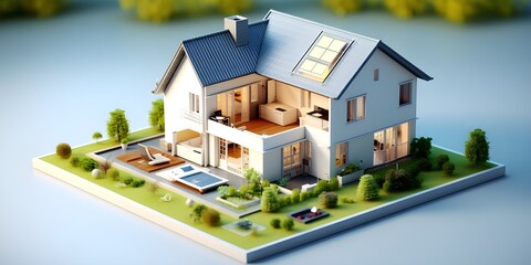 Smart Home Isometric Concept Private House Construction