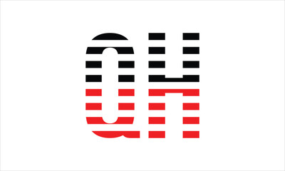 QH three initial letter iconic line negative space minimal logo design vector template. monogram, abstract, wordmark, business, typography, minimalist, brand, company, flat, modern, unique, simple