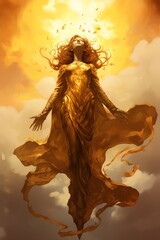 Flying Golden Woman Illustration