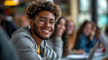 Smart young students studying in university with happy diverse multiethnic classmates