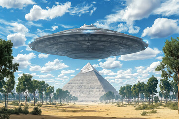 Aliens and Pyramids fantasy cartoon illustration
