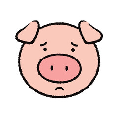 困っている豚の顔のイラスト素材