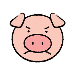 怒っている豚の顔のイラスト素材