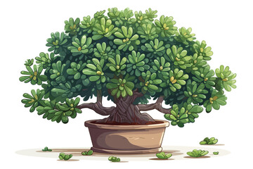 Crassula Ovata commonly Known As Jade Plant Lucky Plant vector illustration. Generative AI