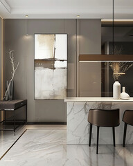 A sleek minimalistic interior design concept for a modern office space that exudes professionalism and style