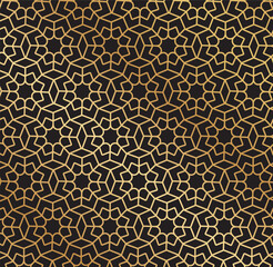 Abstract golden Arabic seamless pattern background