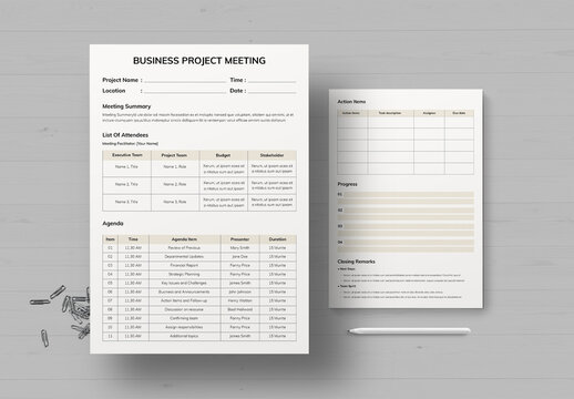 Business Project Meeting Template